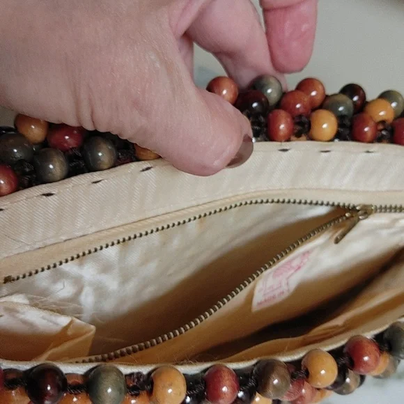 Vintage Brown and Tan Beaded Shoulder Bag - Picture 15 of 17